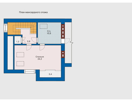 Планировка мансардного этажа :: Проект дома из кирпича 31-86