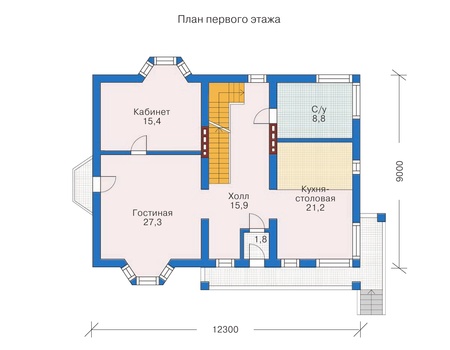 Планировка первого этажа :: Проект дома из кирпича 32-07