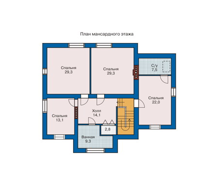 Планировка мансардного этажа :: Проект дома из кирпича 32-10