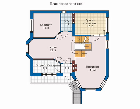 Планировка первого этажа :: Проект дома из кирпича 32-21