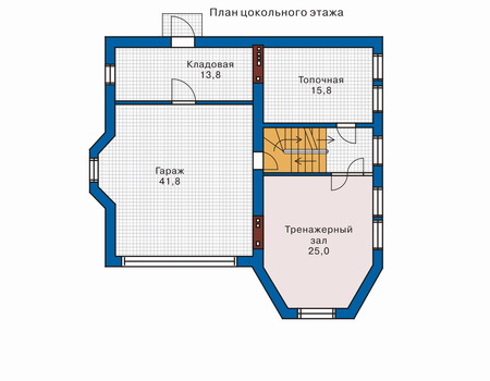 Планировка цокольного этажа :: Проект дома из кирпича 32-21