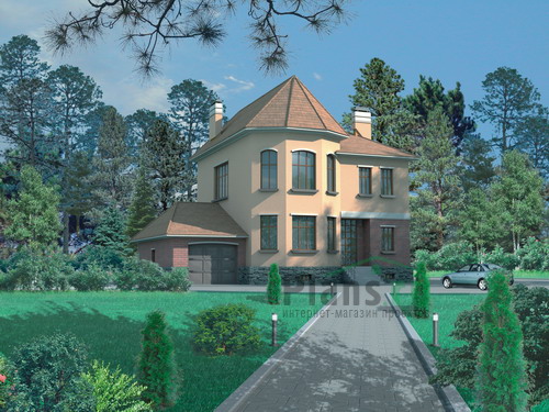 Двухэтажный дом из кирпича с мансардой по проекту 32-25
