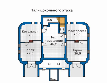 Планировка цокольного этажа :: Проект дома из кирпича 32-34