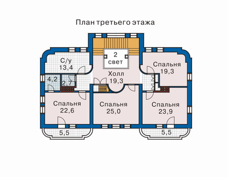 Планировка мансардного этажа :: Проект дома из кирпича 32-34