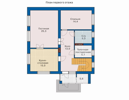Планировка первого этажа :: Проект дома из кирпича 32-35