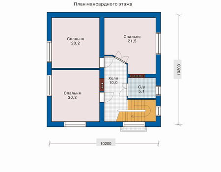 Планировка мансардного этажа :: Проект дома из кирпича 32-35