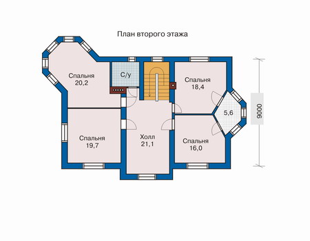 Планировка второго этажа :: Проект дома из кирпича 32-49