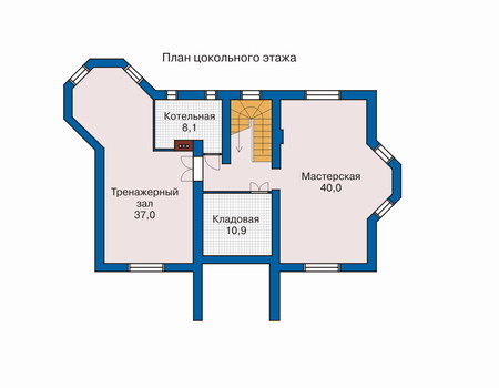 Планировка цокольного этажа :: Проект дома из кирпича 32-49
