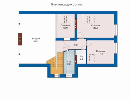 Планировка мансардного этажа :: Проект дома из кирпича 32-51