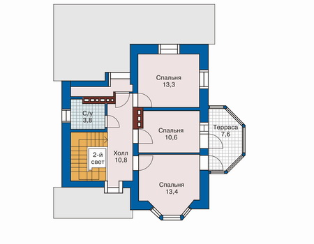 Планировка второго этажа :: Проект дома из кирпича 32-70