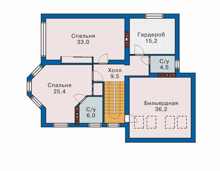 Планировка мансардного этажа :: Проект дома из кирпича 32-82