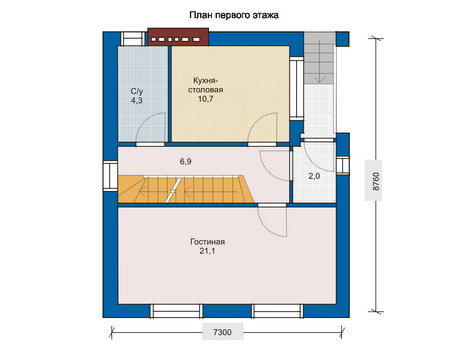Планировка первого этажа :: Проект дома из кирпича 32-99