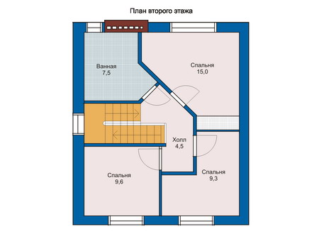 Планировка второго этажа :: Проект дома из кирпича 32-99
