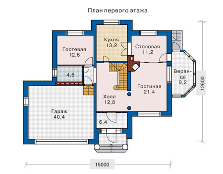 Планировка первого этажа :: Проект дома из кирпича 33-11