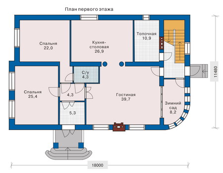 Планировка первого этажа :: Проект дома из кирпича 33-16