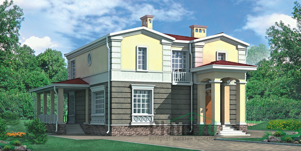 Двухэтажный дом из кирпича по проекту 33-28