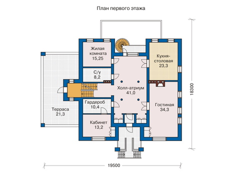 Планировка первого этажа :: Проект дома из кирпича 33-34