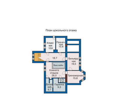 Планировка цокольного этажа :: Проект дома из кирпича 33-48