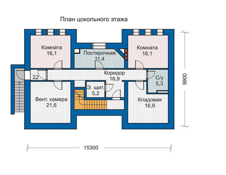 Планировка цокольного этажа :: Проект дома из кирпича 33-68