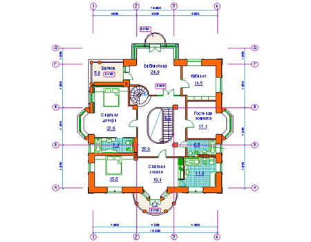 Планировка второго этажа :: Проект дома из кирпича 34-01