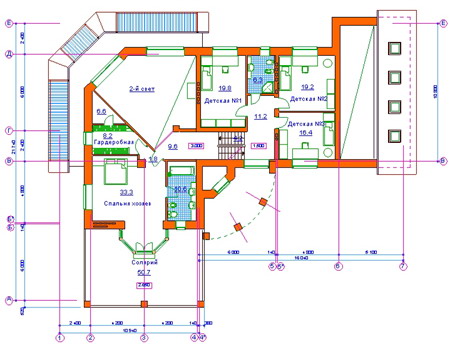 Планировка второго этажа :: Проект дома из кирпича 34-08