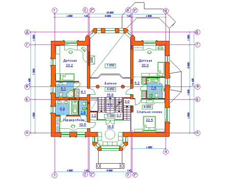 Планировка второго этажа :: Проект дома из кирпича 34-11