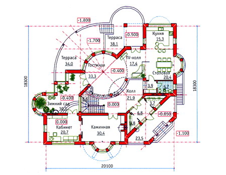 Планировка второго этажа :: Проект дома из кирпича 34-18