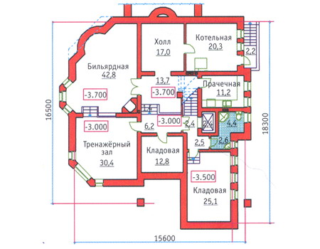 Планировка цокольного этажа :: Проект дома из кирпича 34-21