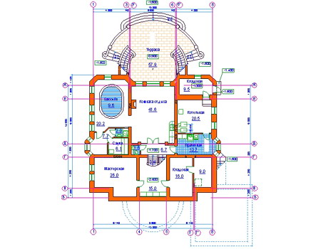Планировка цокольного этажа :: Проект дома из кирпича 34-22