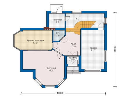 Планировка первого этажа :: Проект дома из кирпича 34-38