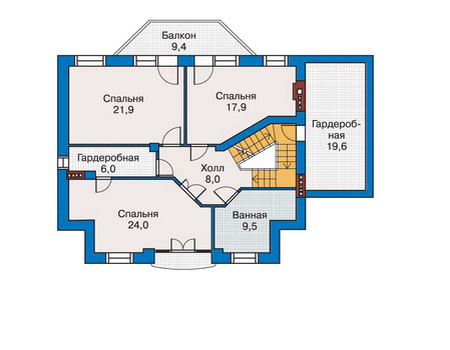 Планировка второго этажа :: Проект дома из кирпича 34-44