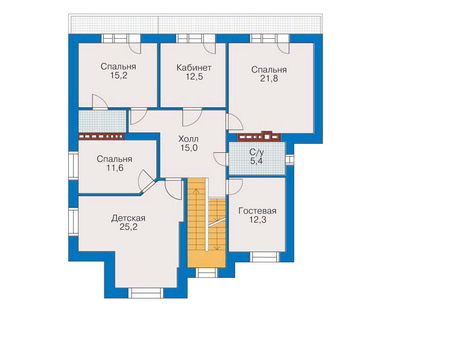 Планировка второго этажа :: Проект дома из кирпича 34-73