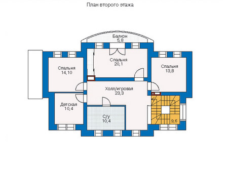 Планировка второго этажа :: Проект дома из кирпича 34-76