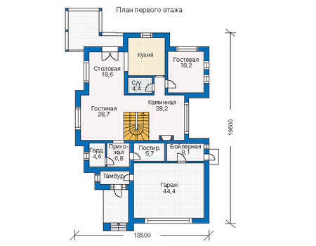 Планировка первого этажа :: Проект дома из кирпича 35-08