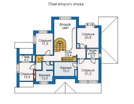 Планировка второго этажа :: Проект дома из кирпича 35-10