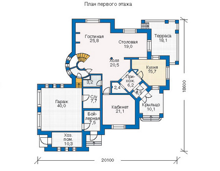 Планировка первого этажа :: Проект дома из кирпича 35-12