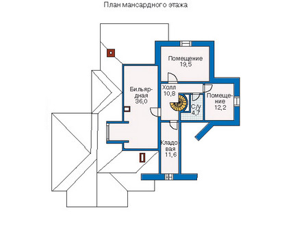 Планировка мансардного этажа :: Проект дома из кирпича 35-12