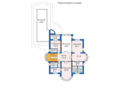 Планировка второго этажа :: Проект дома из кирпича 35-24