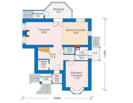 Планировка первого этажа :: Проект дома из кирпича 35-31
