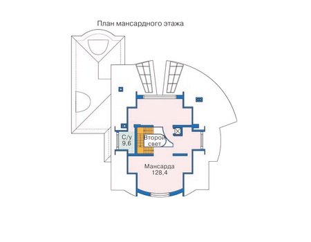 Планировка мансардного этажа :: Проект дома из кирпича 35-33