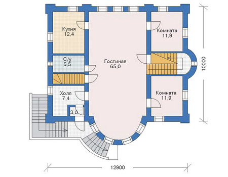 Планировка первого этажа :: Проект дома из кирпича 35-47