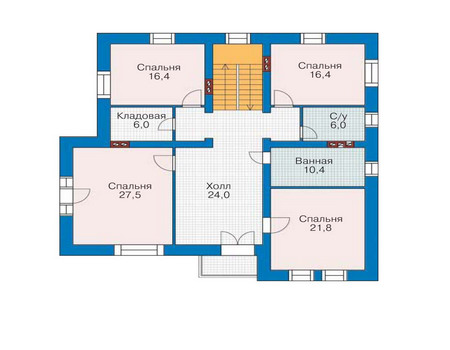 Планировка второго этажа :: Проект дома из кирпича 35-55