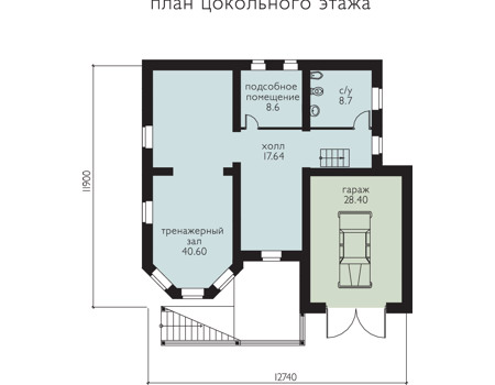 Планировка цокольного этажа :: Проект дома из кирпича 35-61
