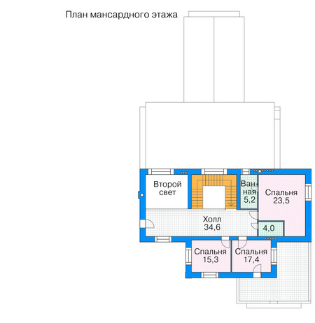 Планировка мансардного этажа :: Проект дома из кирпича 35-67