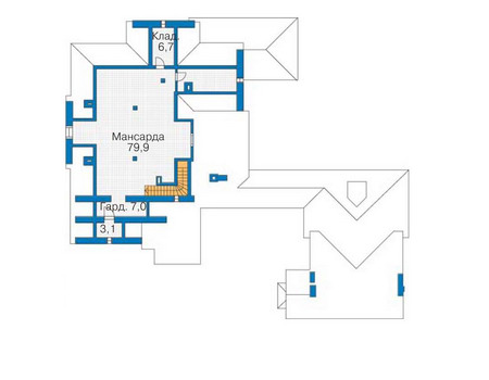 Планировка мансардного этажа :: Проект дома из кирпича 35-72