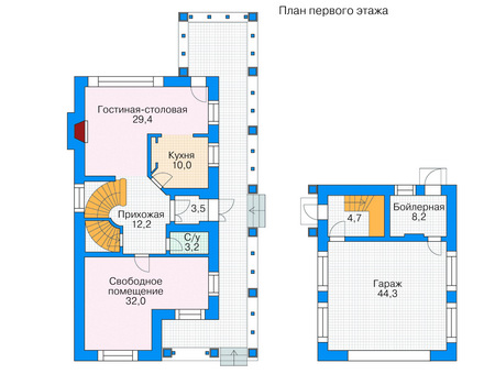 Планировка первого этажа :: Проект дома из кирпича 35-74