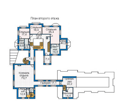 Планировка второго этажа :: Проект дома из кирпича 35-79