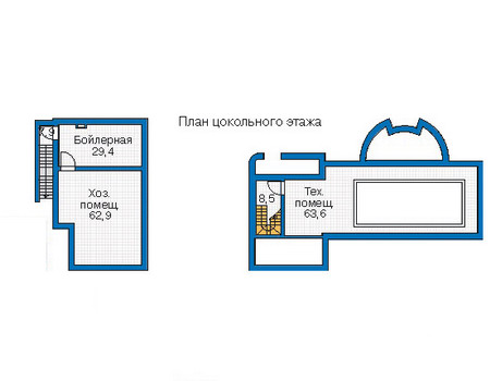 Планировка цокольного этажа :: Проект дома из кирпича 35-79