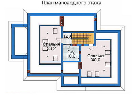 Планировка мансардного этажа :: Проект дома из кирпича 35-82