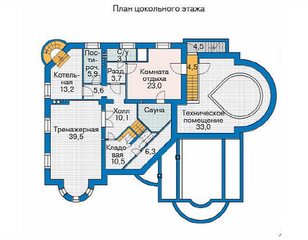 Планировка цокольного этажа :: Проект дома из кирпича 35-87